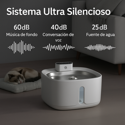 Fuente de agua para gatos con bateria y sensor 3.2 Litros